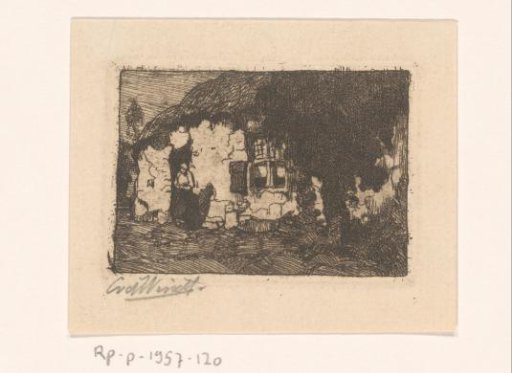 Old house with woman