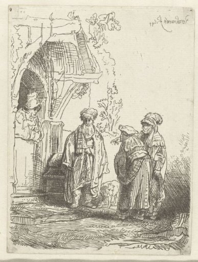Three Oriental figures (Jacob and Laban?)