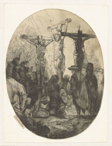 Christ Crucified between the Two Thieves: an oval plate