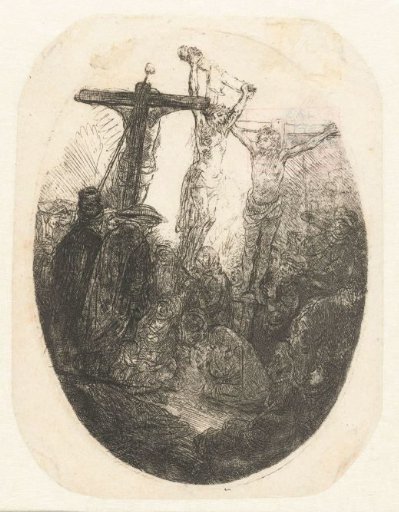 Christ Crucified between the Two Thieves: an oval plate