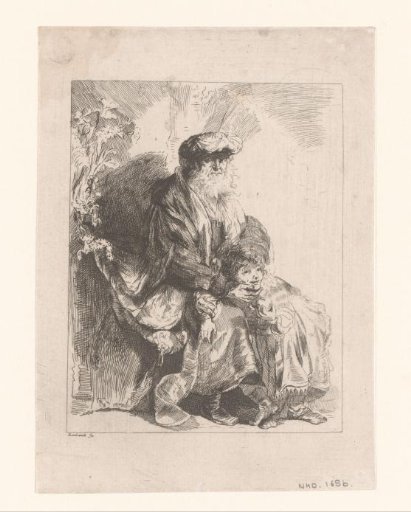 Abraham caressing Isaac