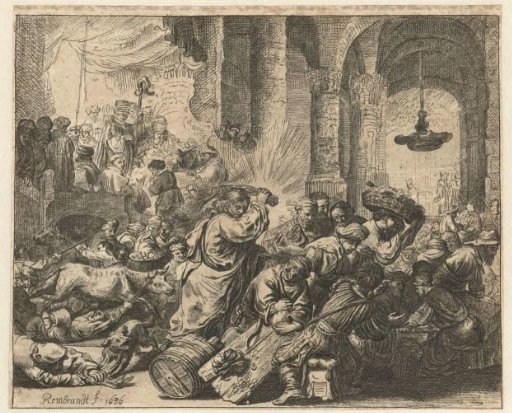 Christ driving the money changers from the temple