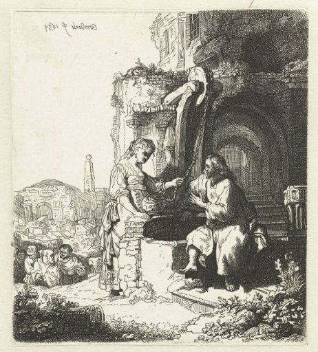 Christ and the Woman of Samaria among ruins