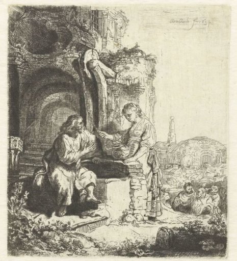 Christ and the Woman of Samaria among ruins