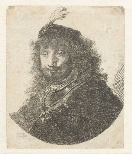 Self-portrait (?) with plumed cap and lowered sabre