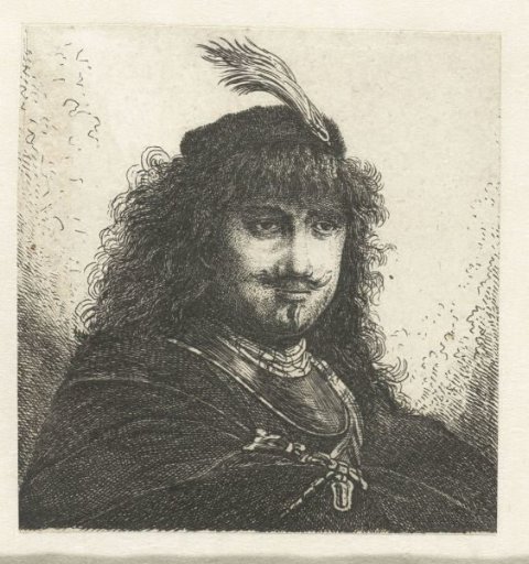Self-portrait (?) with plumed cap and lowered sabre