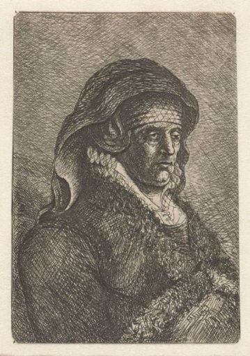 The artist's mother seated at a table, looking right: three-quarter length