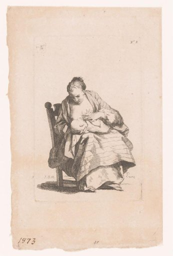 Woman nursing a child