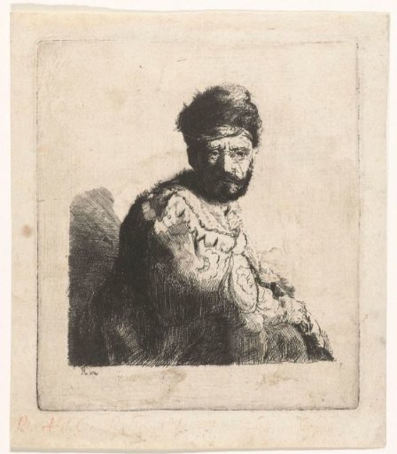 Bearded man, in a furred oriental cap and robe