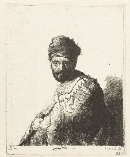 Bearded man, in a furred oriental cap and robe