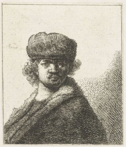 Self-portrait in a heavy fur cap: bust