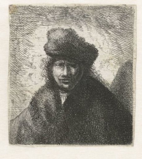 Self-portrait in a slant fur cap: bust