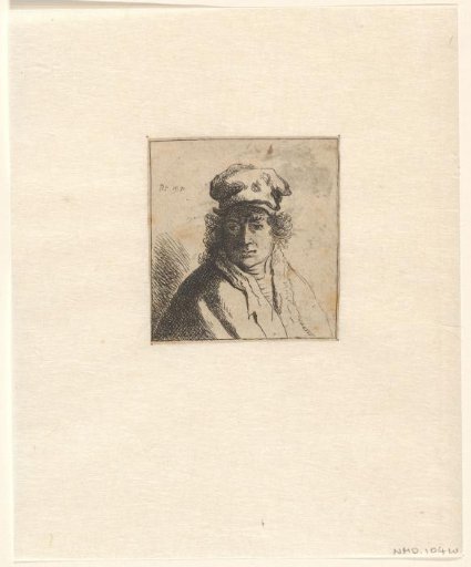 Young man in cap: bust