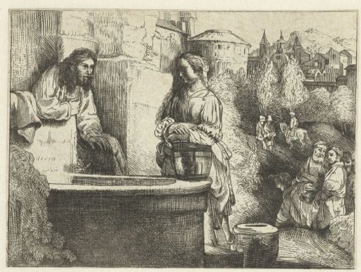Christ and the woman of Samaria: an arched print