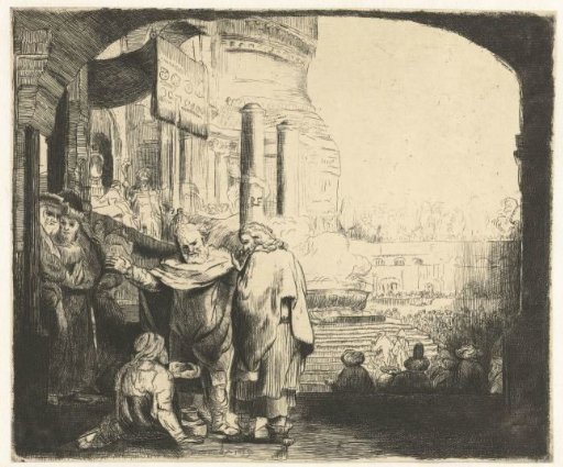 Peter and John healing the paralyzed man at the gate of the temple