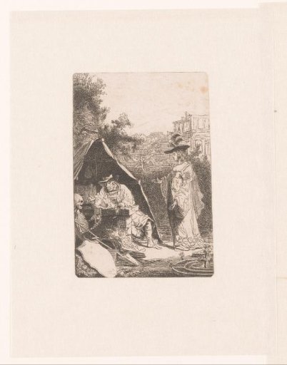 Young woman and old man with Death