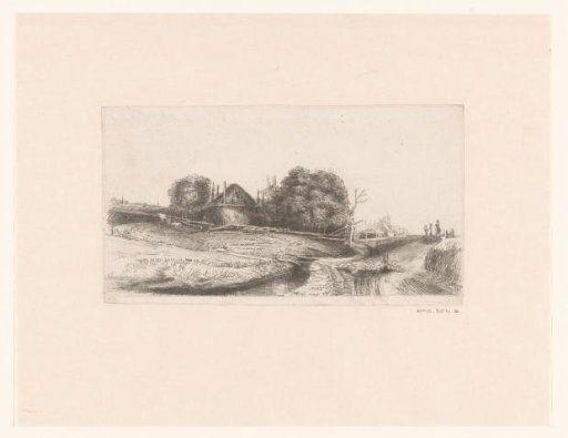 Cottages and a hay barn on the Diemerdijk with a flock of sheep