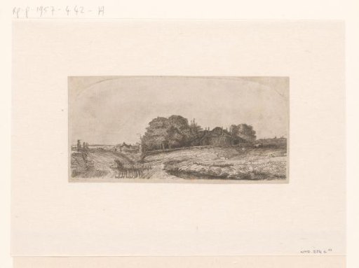 Cottages and a hay barn on the Diemerdijk with a flock of sheep