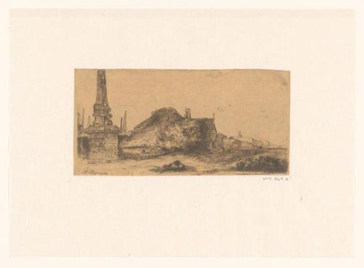 Cottage and boundary post on the Spaarndammerdijk ('L'Obelisque')