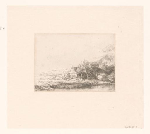 Landscape with a cow drinking