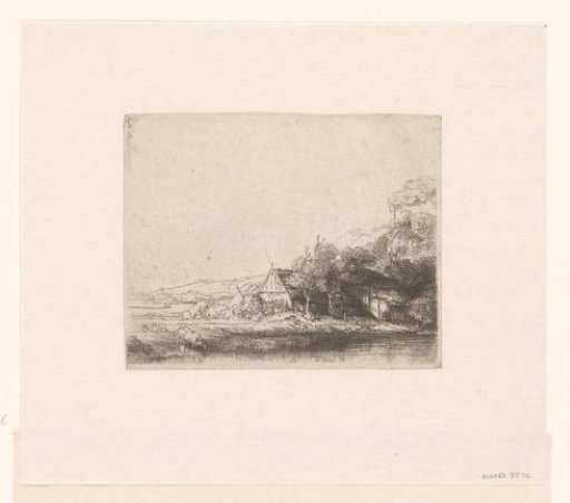 Landscape with a cow drinking