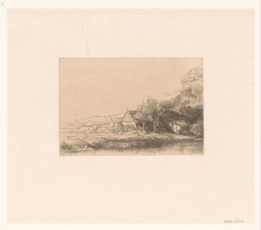 Landscape with a cow drinking
