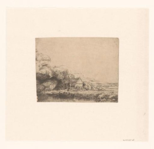 Landscape with a cow drinking
