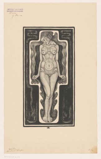 Standing naked woman with long hair