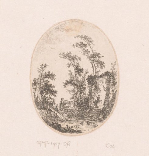 Duck pond with several trees around it