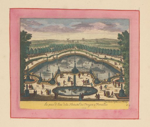 Basin and fountain of the dragon in the gardens of Versailles