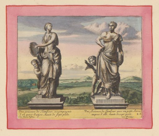 Statues of tambourine players