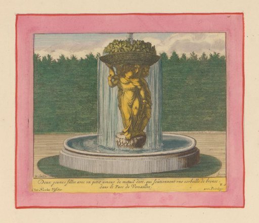 Fountain with a statue of three women carrying a basket above their heads