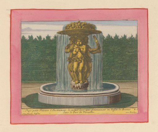 Fountain with a sculpture of three musicians carrying a basin above their heads
