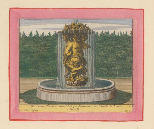 Fountain with a sculpture of three tritons carrying a shell above their heads