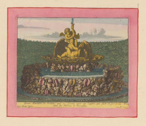 Fountain with two putti playing with a swan