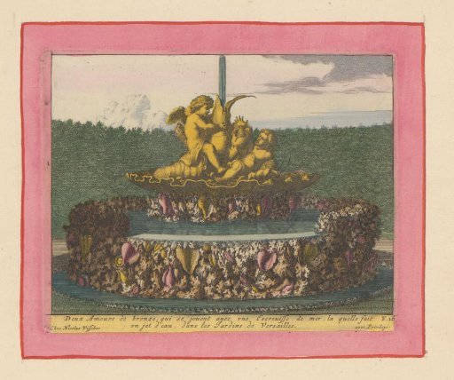 Fountain with two putti playing with a crayfish