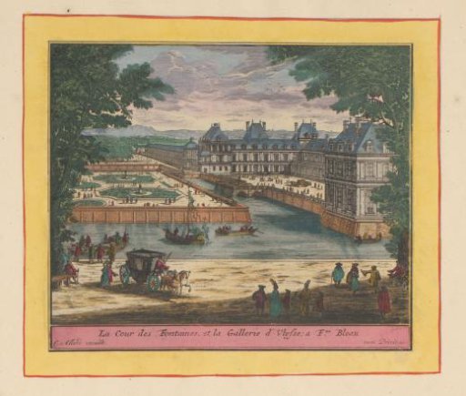 View of the Cour de la Fontaine and the Galerie d'Ulysse of the Palace of Fontainebleau