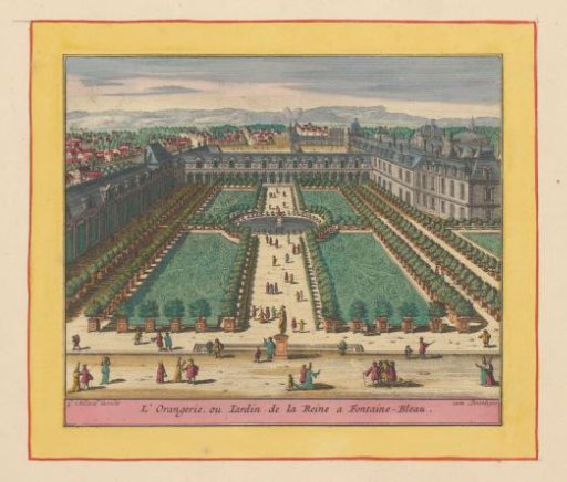 View of the Orangerie and Cour de la Fontaine of the Palace of Fontainebleau