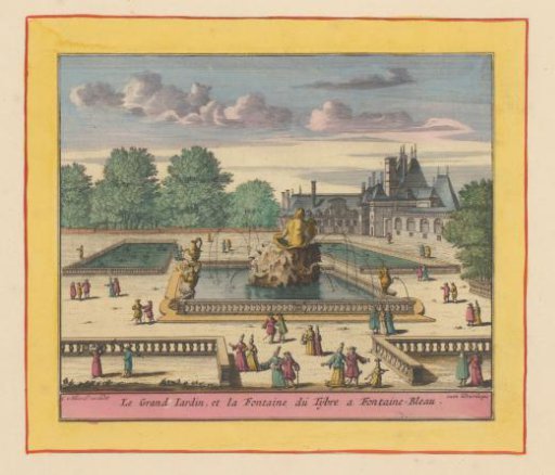 View of the Grand Jardin and the Bassin de Tibre of the Palace of Fontainebleau