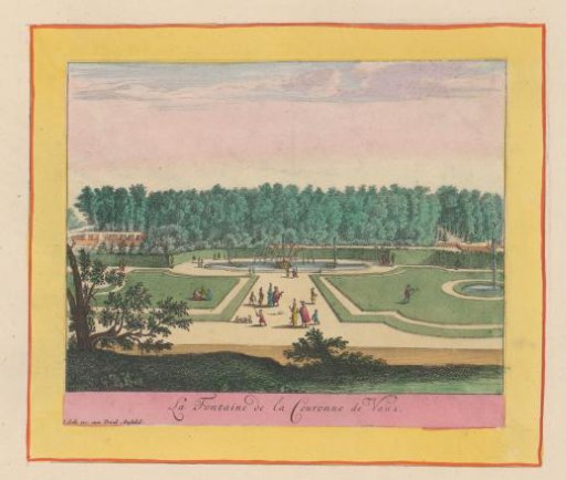 View of the crown fountain in the gardens of Château de Vaux-le-Vicomte
