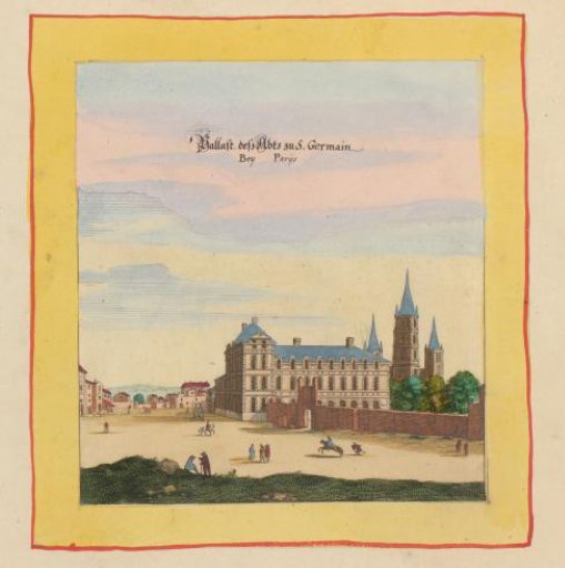 View of the abbot's palace near the church of Saint-Germain-des-Prés in Paris