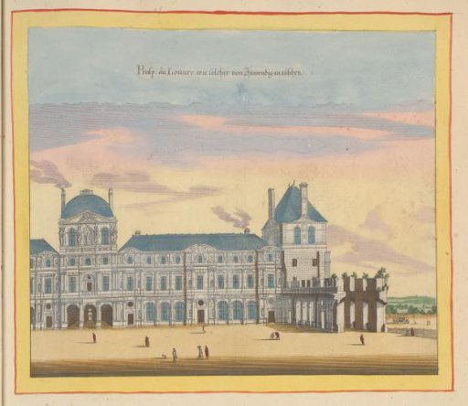 View of the Pavillon de Beauvais of the Palais du Louvre in Paris