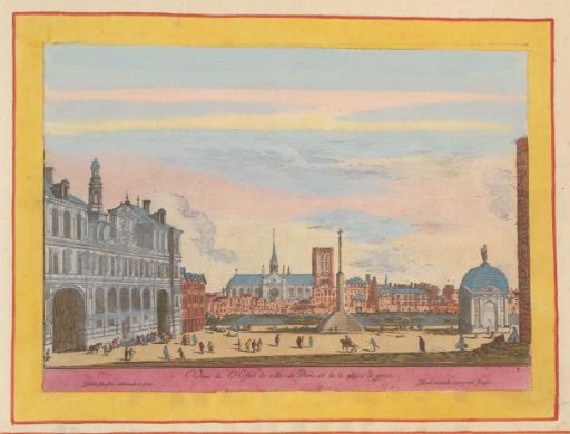 View of the Place de Grève with the Hôtel de Ville of Paris on the left