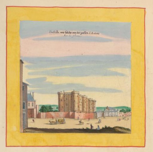 View of the Bastille fort from the Rue Saint-Antoine