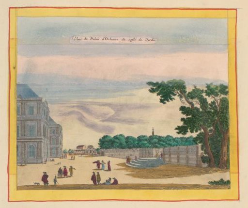 View of the side of the Palais du Luxembourg and an entrance to the gardens