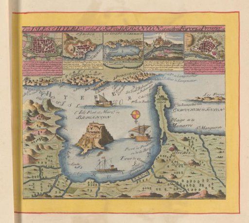 Map of the coast near Hyères and the nearby Îles d'Hyères