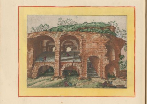 Ruin with arches and a staircase, possibly the Colosseum