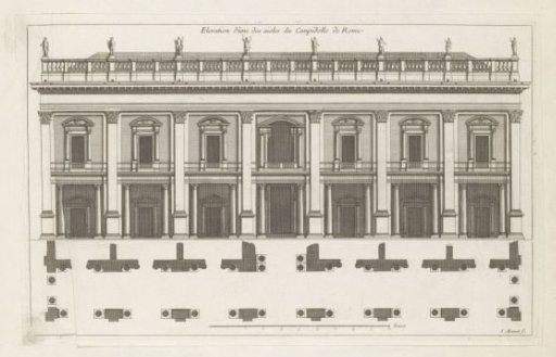 Façade of a palazzo on the Piazza del Campidoglio in Rome