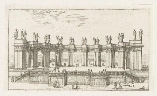Colonnade with statues of saints on top