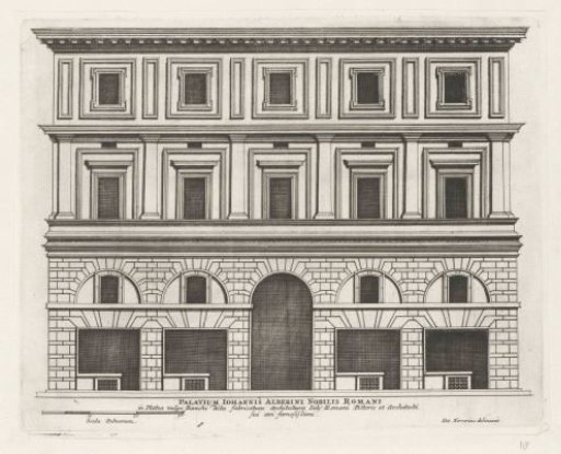 Facade of the Palazzo Alberini Cicciaporci in Rome